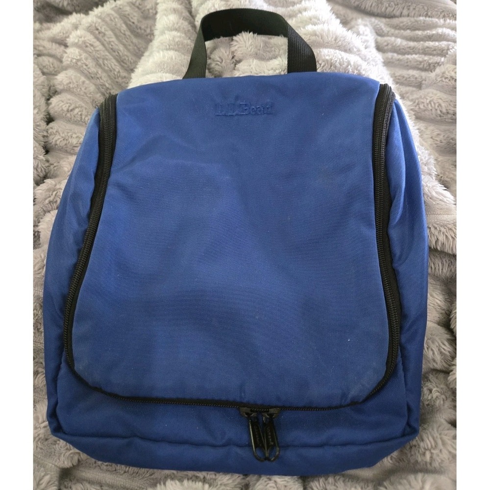 L.L. Bean The Traveler Hanging Toiletry Bag Blue Nylon Travel Organizer